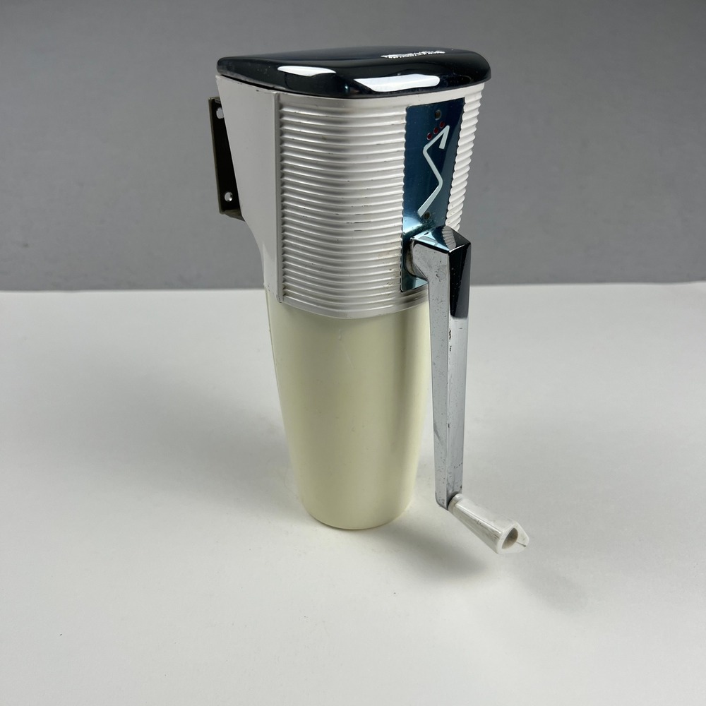 Rival Ice-O-Mat Ice Crusher Manual Wall Mount White Chrome Vintage MCM Barware